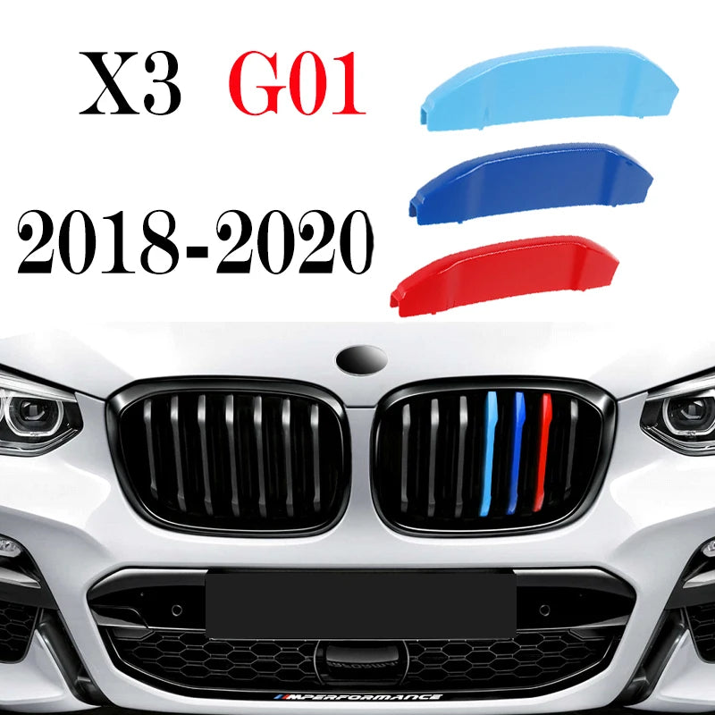 3 قطع شريط تزيين شبكة السيارة لسيارات BMW X1 X2 X3 X4 X5 X6 X7 E84 F48 F49 F39 E83 F25 G01 F26 G02 E70 F15 E53 G05 E71 E72 F16 G06 G07
