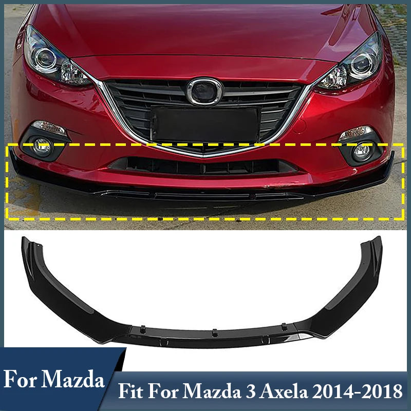 Car Accessories Glossy Black Protective Cover Front Bumper Lip Body Kit Spoiler Fit For Mazda 3 Axela 2014 2015 2016 2018 2018