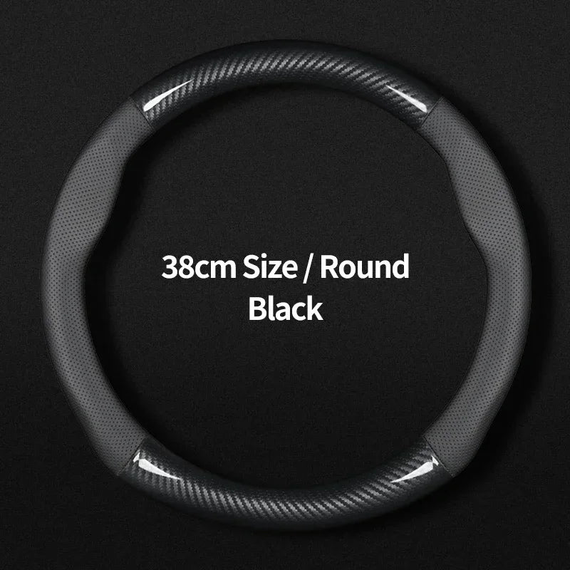 KIA Car Carbon Fiber Leather Car Steering Wheel Cover for  Rio Sorento Sportage Forte K3 K2 K5 Stonic Strong Spectra Optima