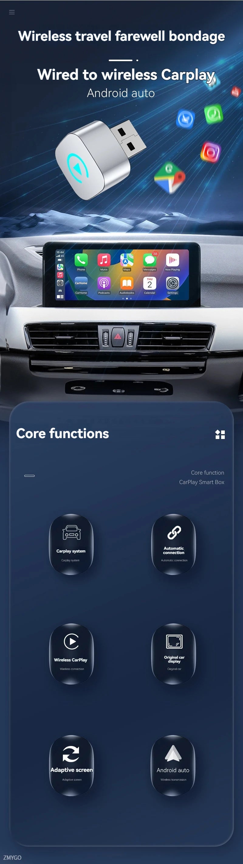 Carplay AI Box Android 13 Original Wired Carplay 2in1 wifi Bluetooth mini Portable Auto Cars Wireless Carplay Android Auto Box