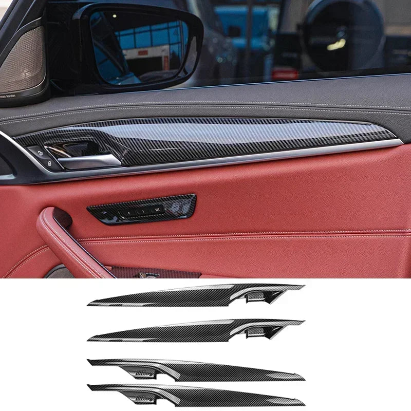 لسيارات BMW الفئة الخامسة G30 G38 2018-2023 من ألياف الكربون لوحة التحكم المركزية غطاء لوحة القيادة ملصقات الزخرفة ملحقات ضبط التصميم الداخلي