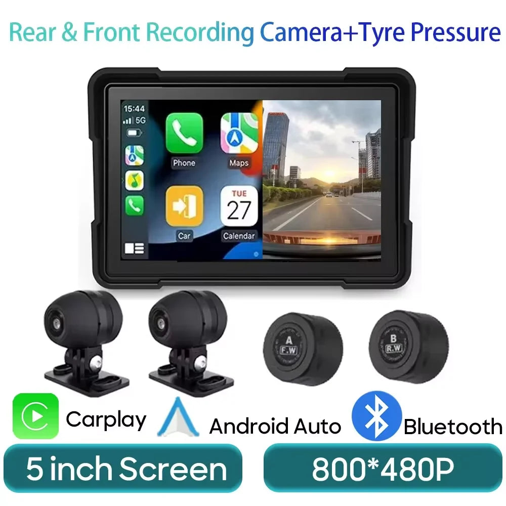 5'' Carplay for Motorcycle Screen Smart Screen Waterproof Wireless Android Auto Dash Board DVR Monitor Navigation GPS TPMS WiFi
