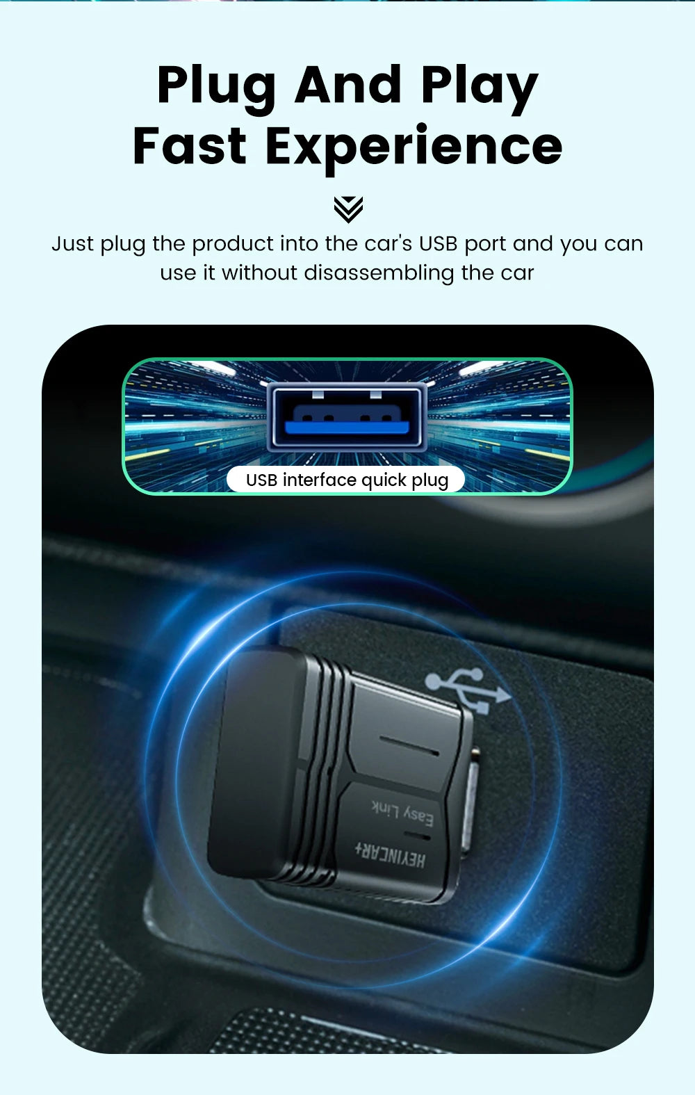 HEYINCAR Baidu Carlife to Carplay Wireless Adapter Auto Connect, Supports Online Music, Map Navigation