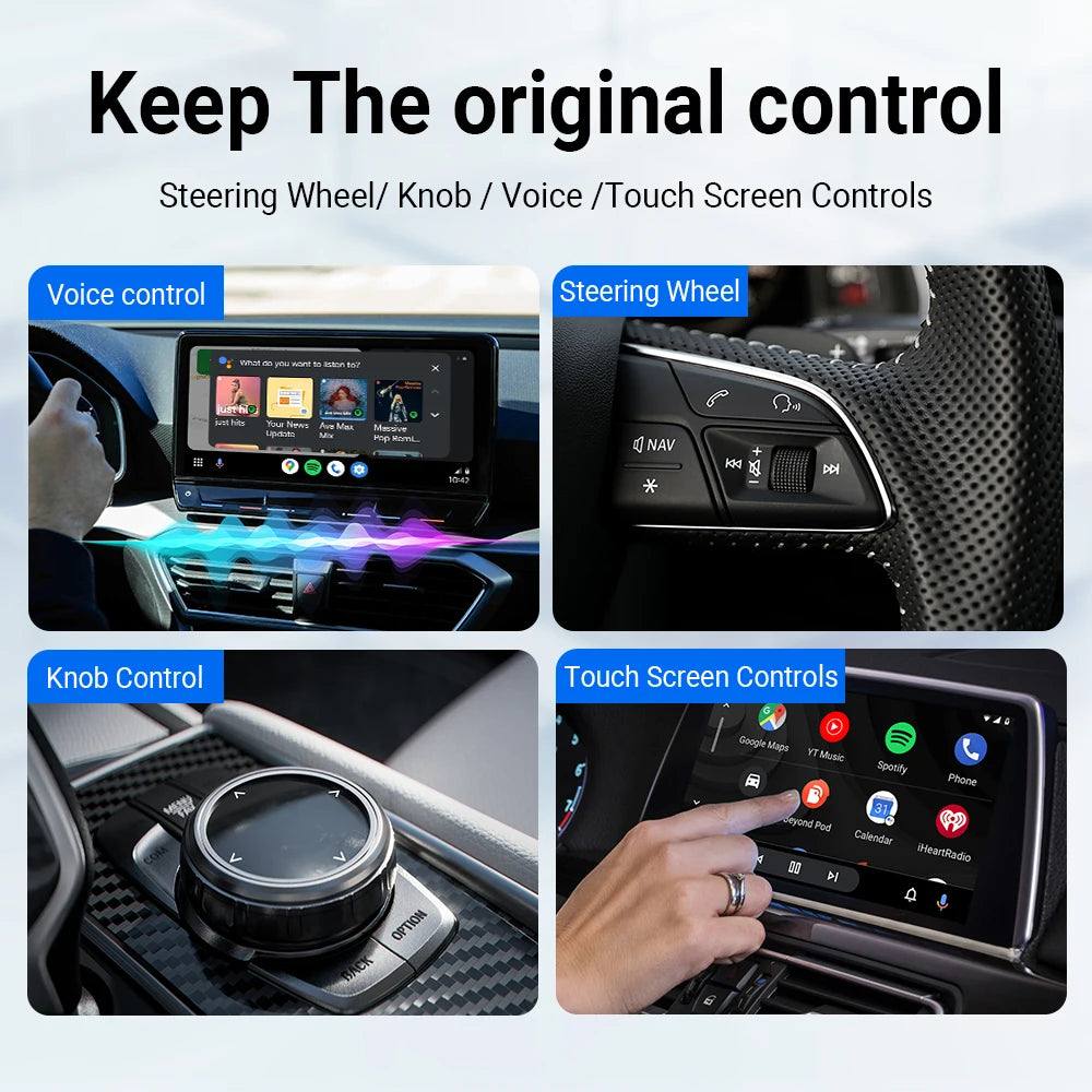 Play2Video Pro Wireless CarPlay Android Auto All-in-one Adapter Built-in 5 Video App Support TV Box Car Play Newest 2025