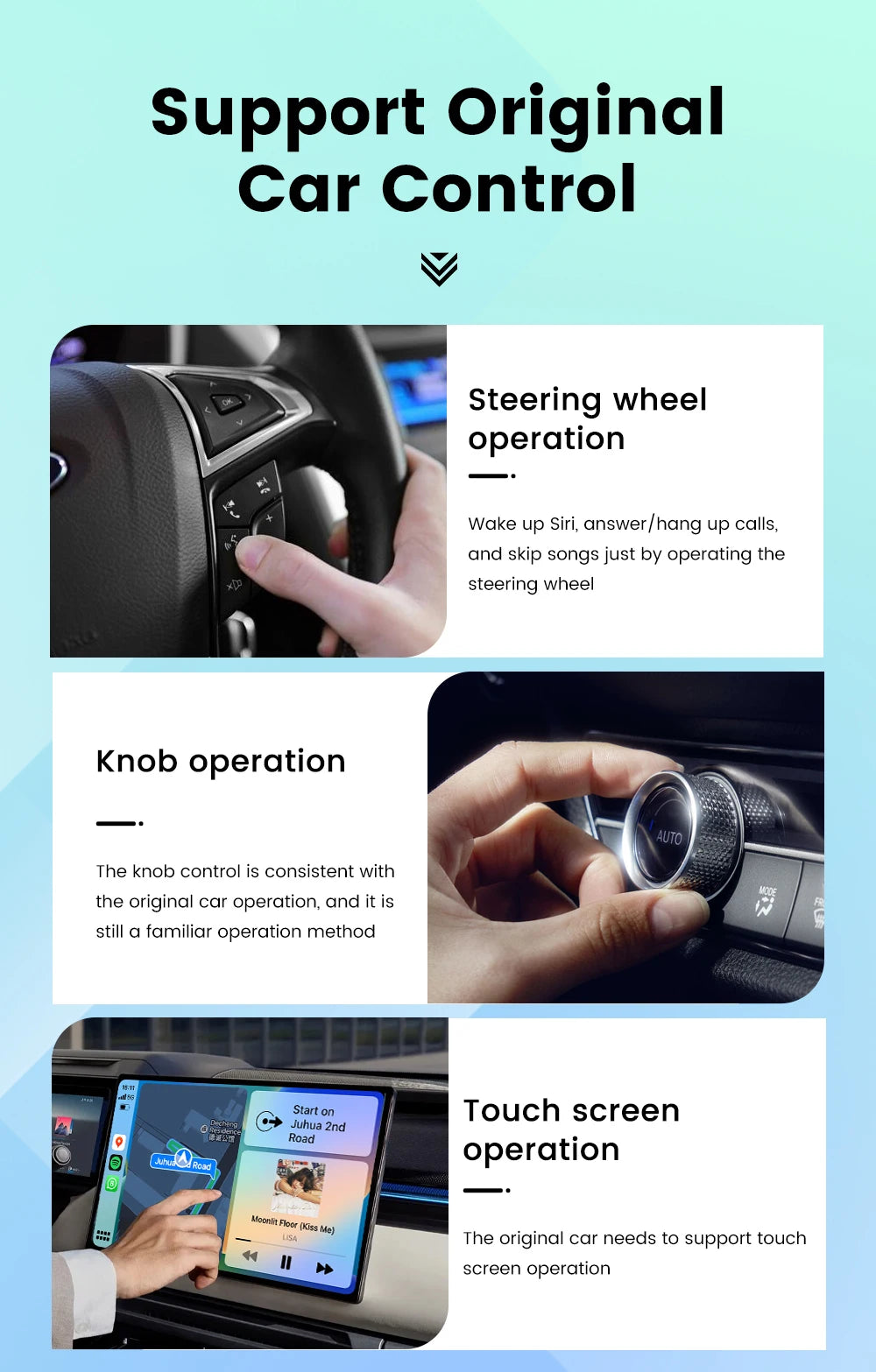 HEYINCAR Baidu Carlife to Carplay Wireless Adapter Auto Connect, Supports Online Music, Map Navigation