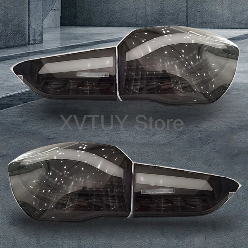 مصابيح خلفية لسيارة BMW X1 F48 F49 2016-2021 LED إشارة الانعطاف مصباح توقف الفرامل مصباح وقوف السيارات على شكل تنين مجموعة ضوء خلفي أسود 