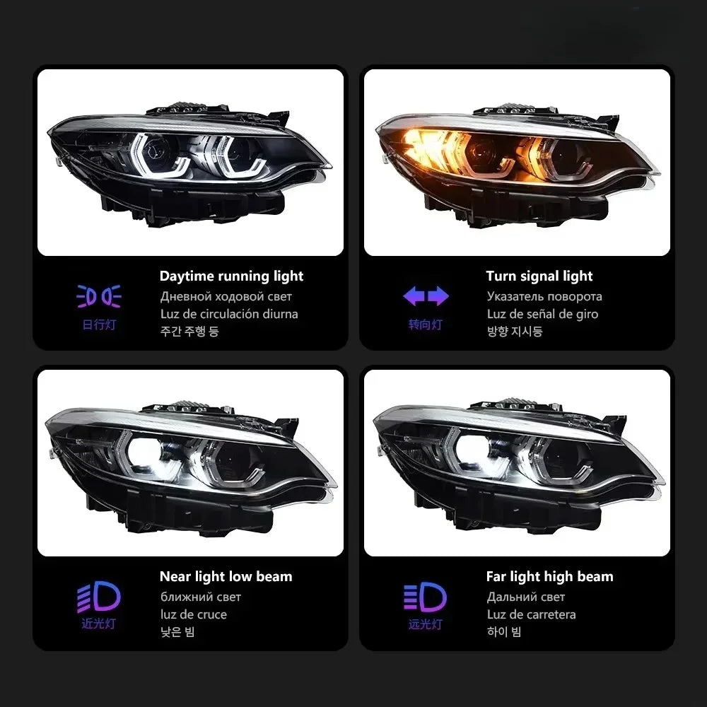 مصابيح أمامية LED عالية الجودة لسيارة BMW الفئة الثانية M2 F22 F23 F44 F46 بضوء زينون أبيض موديل 2014-2018 