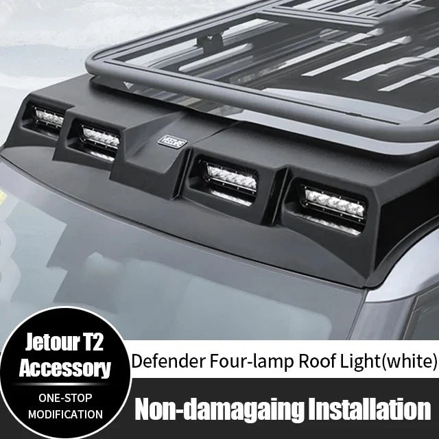 ملحقات T2 الأصلية للسيارة LED كشاف أبيض على طراز Defender مصباح سقف بأربعة مصابيح لسيارة Jetour T2 Traveler 2025 2024 2023 