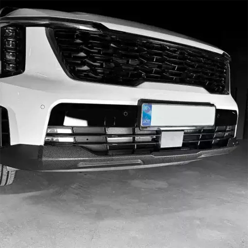 ل Kia Sorento MQ4 2024 2025 2026 سيارة المصد الخلفي إطار الزخرفية ثلاث مراحل المفسد الأمامي مادة ABS أسود لامع 