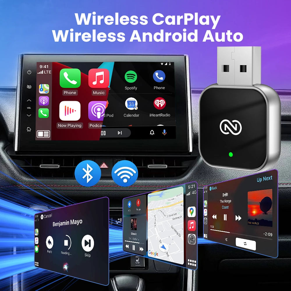 محول CarPlay اللاسلكي لـ Androids Auto Smart Dongle Plug and Play اتصال بلوتوث تلقائي لـ Havel Kia Volvo Audi Skoda Jeep 